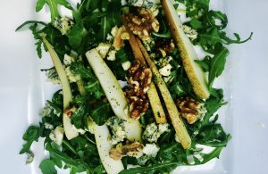 SugarDoctor Recipe Pear and blue cheese salad on a plate