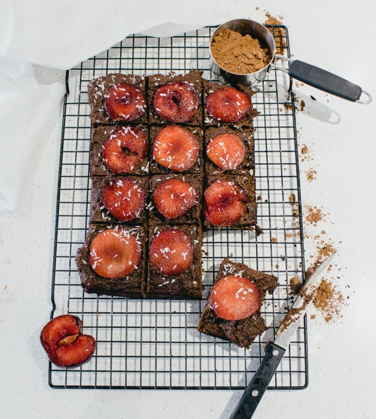 vegan brownies on a baking tray